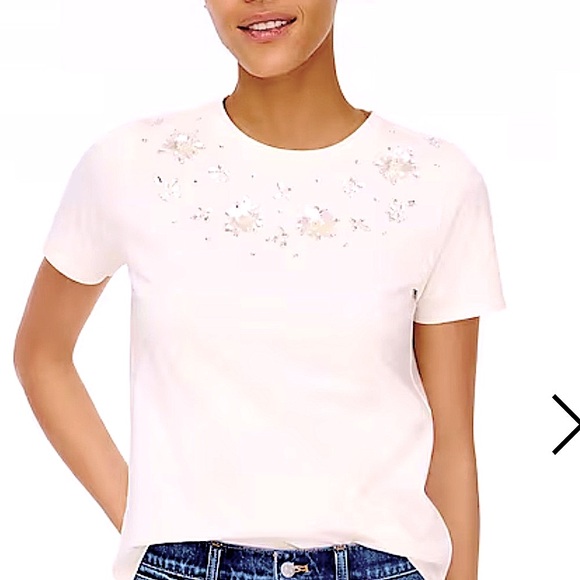 J. Crew Jeweled Embellished Tee - Picture 1 of 8